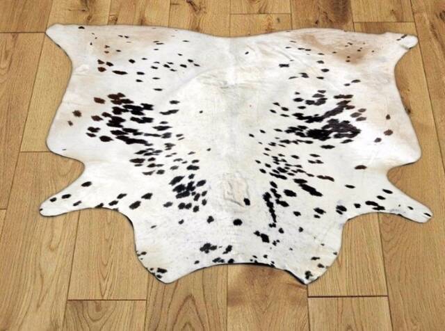 "Handmade Cowhide Rug - Natural Cow Hide Skin With Black & White Spot Pattern - 56""x58" - image 1