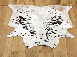 "Handmade Cowhide Rug - Natural Cow Hide Skin With Black & White Spot Pattern - 56""x58"