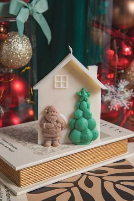 Handmade Santa House Candle - Christmas Home Decor Soy Wax - image 1