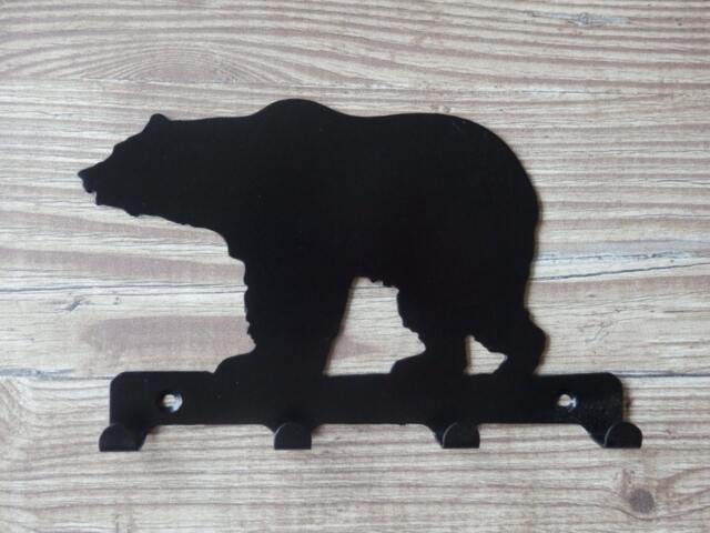 Bear Standing Silhouette Key Hook Rack - Metal Wall Art - image 1