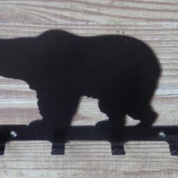 Bear Standing Silhouette Key Hook Rack - Metal Wall Art - thumbnail 3