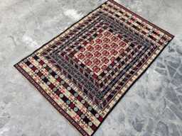 3'11x6'1 Ft Vintage Somak Kilim Rug - Afghan Handmade Wool Flatweave With Traditional Tribal Motifs, Perfect For Living Spaces - thumbnail 1
