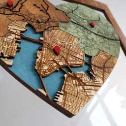 Personalized Puzzle Map - 5Th Wedding Anniversary Couples Gift, Custom Locations Framed Wood Wall Art - thumbnail 2