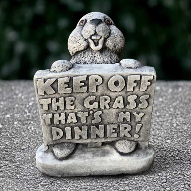 Unique Bunny With Sign Decoration Concrete Rabbit Figurine Stone Animal Ornament Rabbit Lover Gift Handmade Pet Sculpture Garden Funny Decor - image 1