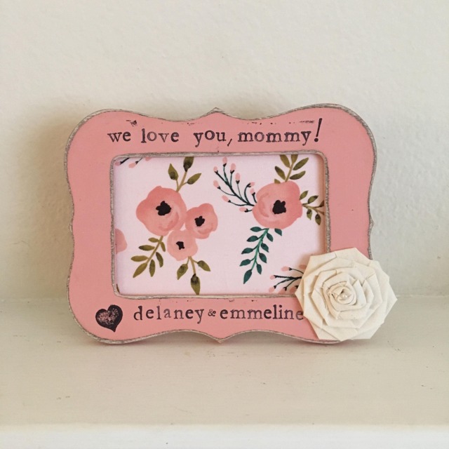 Personalized Mother's Day Picture Frame Hand-Painted Floral 4x6 - image 1