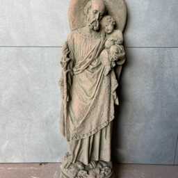 Saint Joseph Anthony With Child Figure Sculpture, Also Suitable For Hanging, Art Sandstone Antique Look V 03 - thumbnail 3