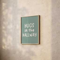 Sage Hugs in The Hallway Print - A5 A4 A3 Print, Welcome Sign in Green, Decor, Cosy Wall Art Prints - thumbnail 2