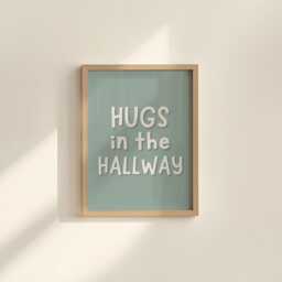 Sage Hugs in The Hallway Print - A5 A4 A3 Print, Welcome Sign in Green, Decor, Cosy Wall Art Prints - thumbnail 3