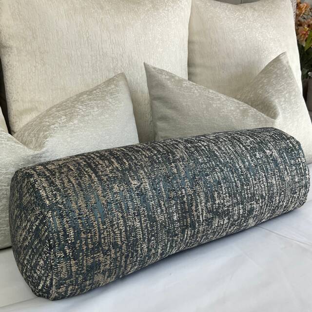 "Pepin River Cushion Bolster 100% Duck Feather Teal & Gold Shimmer Pillow 16"" X 6" - image 1