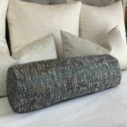 "Pepin River Cushion Bolster 100% Duck Feather Teal & Gold Shimmer Pillow 16"" X 6" - thumbnail 2