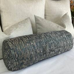 "Pepin River Cushion Bolster 100% Duck Feather Teal & Gold Shimmer Pillow 16"" X 6"