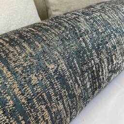 "Pepin River Cushion Bolster 100% Duck Feather Teal & Gold Shimmer Pillow 16"" X 6" - thumbnail 4