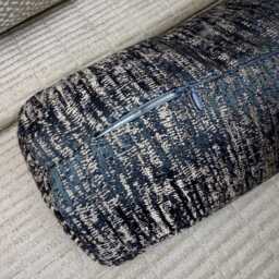 "Handmade Teal & Gold Bolster Pillow 16"" X 6" - thumbnail 2