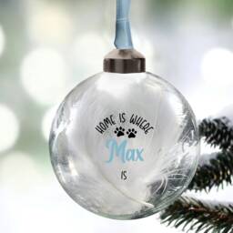 Pet Bauble, Personalised Home Is Where Novelty Dog Decoration, Cat Ornament, Glass Bauble Tree Decoration 11 Colours - thumbnail 3