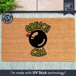 Grinch Cam - He's Watching Doormat Christmas Funny Housewarming Decor Decorations Holiday Rug - thumbnail 1