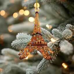 Eiffel Tower Personalized Ornament, Tree Hanging Decor Christmas Ornament Flat 2D Acrylic/Wooden, France Paris Lover - thumbnail 1