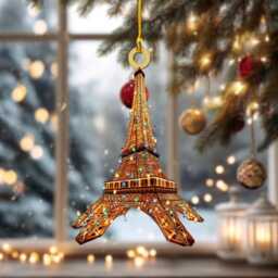 Eiffel Tower Personalized Ornament, Tree Hanging Decor Christmas Ornament Flat 2D Acrylic/Wooden, France Paris Lover - thumbnail 3