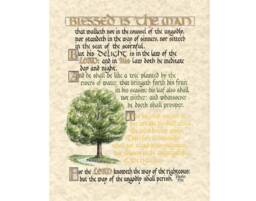 Digital - Psalm 1 Hand Lettered Calligraphy Print Download -Beautiful Scripture Christian Wall Art Printable - thumbnail 1