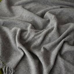 Gray Wool Throw Blanket With Leather Handle Strap - Personalized Picnic - thumbnail 2