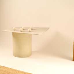 Minimalist Ivory Concrete Coffee Table - Handmade in Athens - thumbnail 2