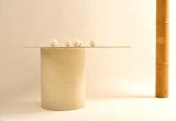 Minimalist Ivory Concrete Coffee Table - Handmade in Athens - thumbnail 1