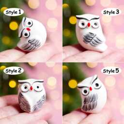 Tiny Hand-Painted Porcelain Owl Figurine, Christmas Decor - thumbnail 3