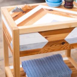 The Tribal Craftsmen - Rustic Chevron Solid Wood Bedside Table End Handmade in Usa - thumbnail 2