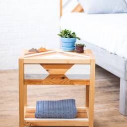The Tribal Craftsmen - Rustic Chevron Solid Wood Bedside Table End Handmade in Usa - thumbnail 3