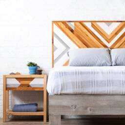 The Tribal Craftsmen - Rustic Chevron Solid Wood Bedside Table End Handmade in Usa - thumbnail 4