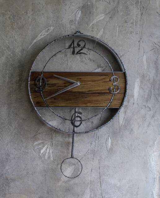 Round Pendulum Wall Clock, Metal & Wood, 5Th Or 6Th Anniversary Gift By The Steel Style Things - image 1