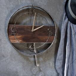 Round Pendulum Wall Clock, Metal & Wood, 5Th Or 6Th Anniversary Gift By The Steel Style Things - thumbnail 3
