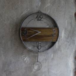 Round Pendulum Wall Clock, Metal & Wood, 5Th Or 6Th Anniversary Gift By The Steel Style Things - thumbnail 4