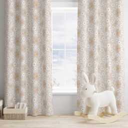 Sun & Daisy Curtains, Nursery Curtains Blackout Or Non Blackout, With Eyelets, Pencil Pleat Rod Pocket, Floral Decor