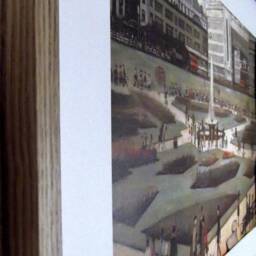 L S Lowry Art Print - Piccadilly Gardens Light Oak Finish Frame With White Mount & Textured Image - thumbnail 3