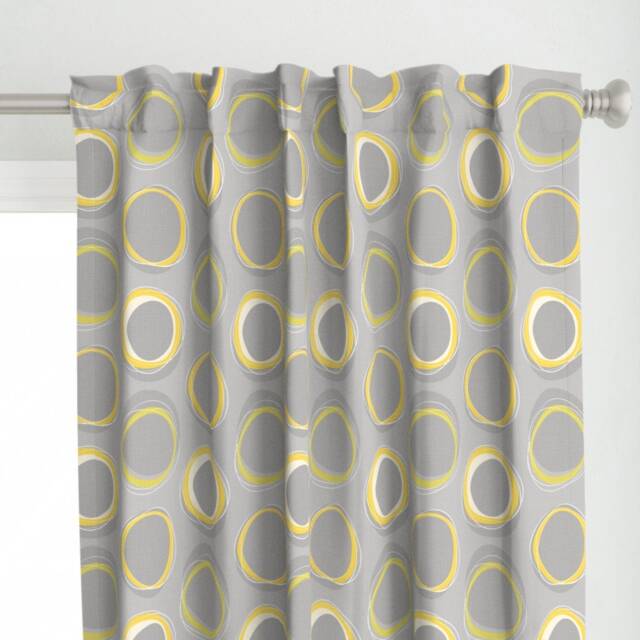 Mod Curtain Panel - Mid Century Modern Solar Eclipse Yellow Gray Custom By Mia_Valdez - image 1
