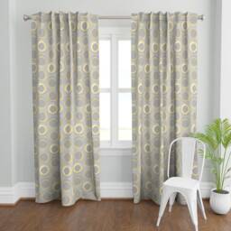 Mod Curtain Panel - Mid Century Modern Solar Eclipse Yellow Gray Custom By Mia_Valdez - thumbnail 2