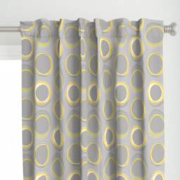 Mod Curtain Panel - Mid Century Modern Solar Eclipse Yellow Gray Custom By Mia_Valdez - thumbnail 1