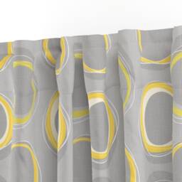 Mod Curtain Panel - Mid Century Modern Solar Eclipse Yellow Gray Custom By Mia_Valdez - thumbnail 3