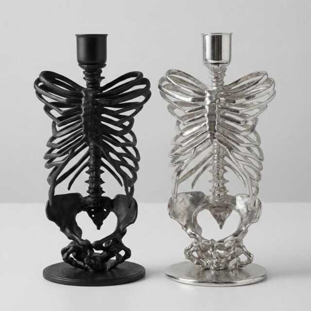 Ribcage Candle Holder Gothic Home Decor, Interior Decorations, Skeleton Sculpture in Metal - image 1