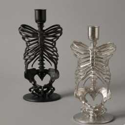 Ribcage Candle Holder Gothic Home Decor, Interior Decorations, Skeleton Sculpture in Metal - thumbnail 3