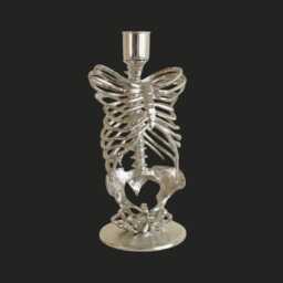 Ribcage Candle Holder Gothic Home Decor, Interior Decorations, Skeleton Sculpture in Metal - thumbnail 2