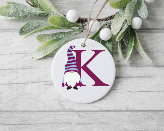 Claret & Blue Gnome Ceramic Christmas Bauble Tree Decoration - Custom L Xmas Gift Aston Villa Burnley West Ham Dad Boyfriend