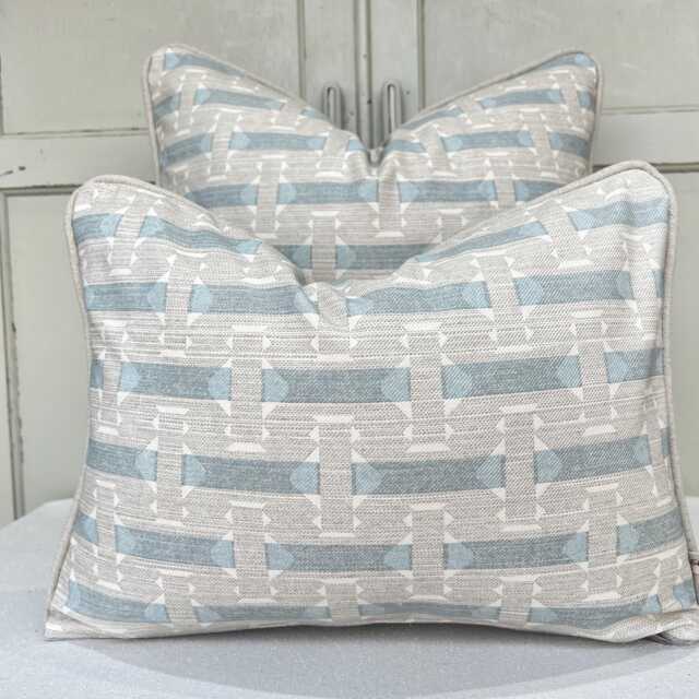 Cushions Made in Fermoie Sicily Luxury Designer Decorative Grey Blue Neutral Cotton Cushion Pillow Throw Cover - image 1