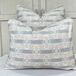 Cushions Made in Fermoie Sicily Luxury Designer Decorative Grey Blue Neutral Cotton Cushion Pillow Throw Cover - thumbnail 1