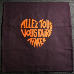 "Cussion Cover With A Message in French ""Allez Tous Vous Faire Aimer" - thumbnail 3