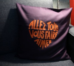 "Cussion Cover With A Message in French ""Allez Tous Vous Faire Aimer" - thumbnail 1