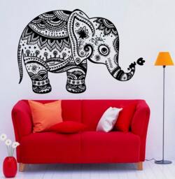 Indian Elephant Wall Vinyl Decal Sticker Patterns Art Design Murals Interior Home Decor - 7Bo23Ha - thumbnail 1