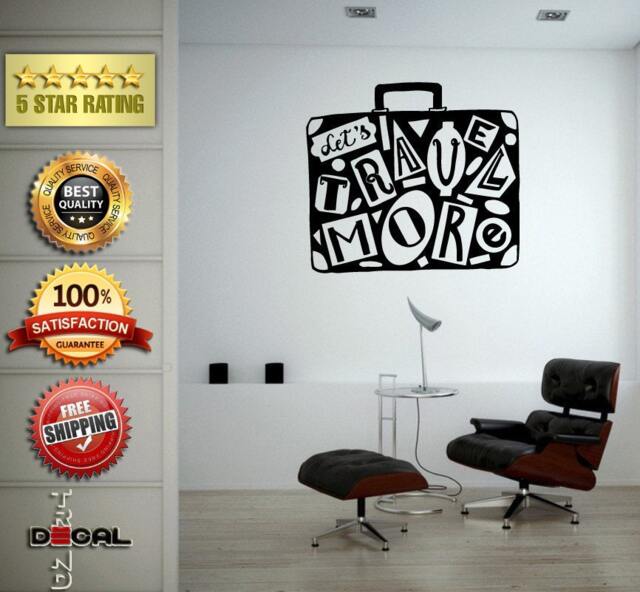 Lets Travel More Suitcase Briefcase Wall Window Car Diy Sticker Decal Vinyl Silhouette Clip Art Vector Plotter Cut Decor Free Shipping L1844 - image 1