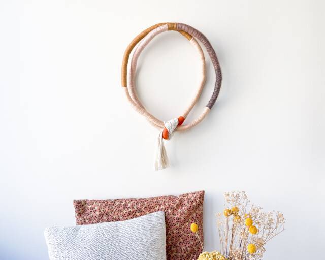 Minimalist Wrapped Wall Art in Macrame, Sculptural Mural Rope Home Decor, Living Room Hanging Decor - image 1