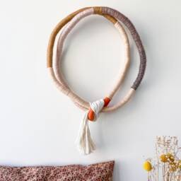 Minimalist Wrapped Wall Art in Macrame, Sculptural Mural Rope Home Decor, Living Room Hanging Decor - thumbnail 2
